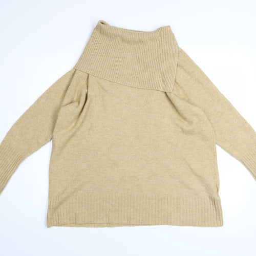 Topshop Women's Beige Cowl Neck Knit Jumper Size 10