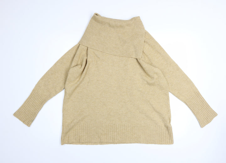 Topshop Women's Beige Cowl Neck Knit Jumper Size 10