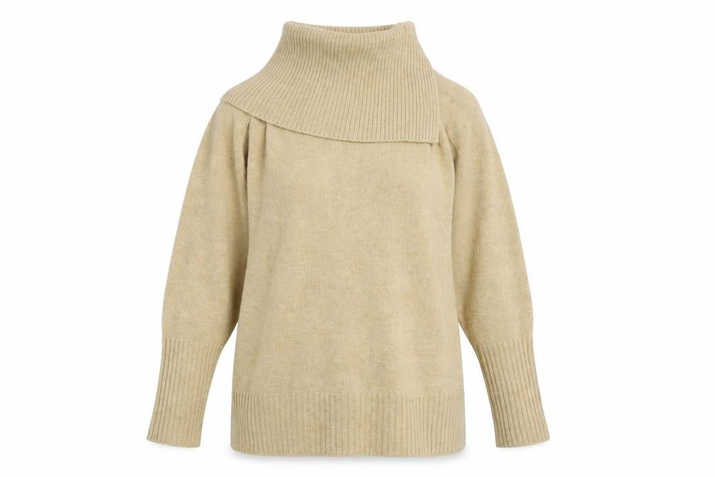 Topshop Women's Beige Cowl Neck Knit Jumper Size 10