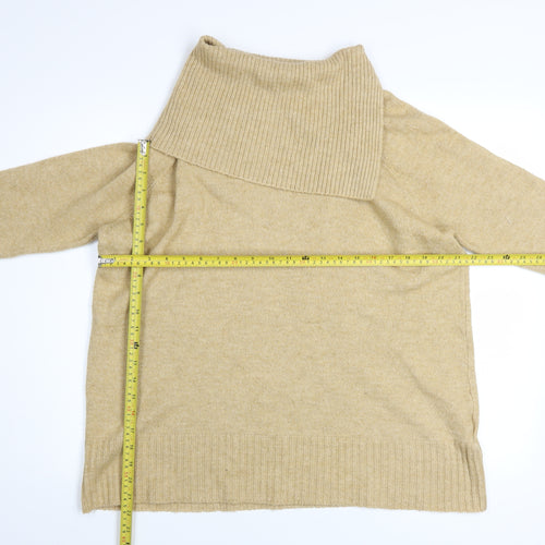 Topshop Women's Beige Cowl Neck Knit Jumper Size 10