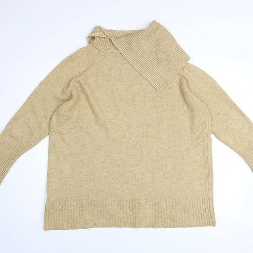 Topshop Women's Beige Cowl Neck Knit Jumper Size 10