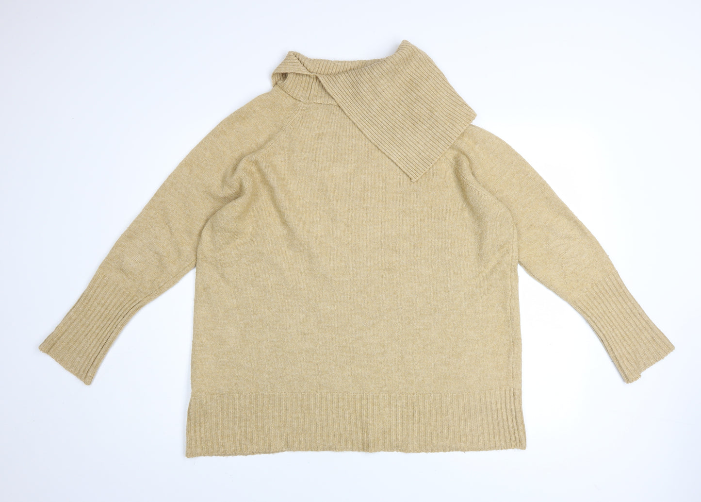 Topshop Women's Beige Cowl Neck Knit Jumper Size 10