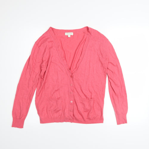 Monsoon Women's Pink V-Neck Button Cardigan Size S
