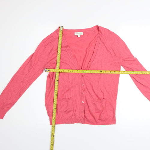 Monsoon Women's Pink V-Neck Button Cardigan Size S