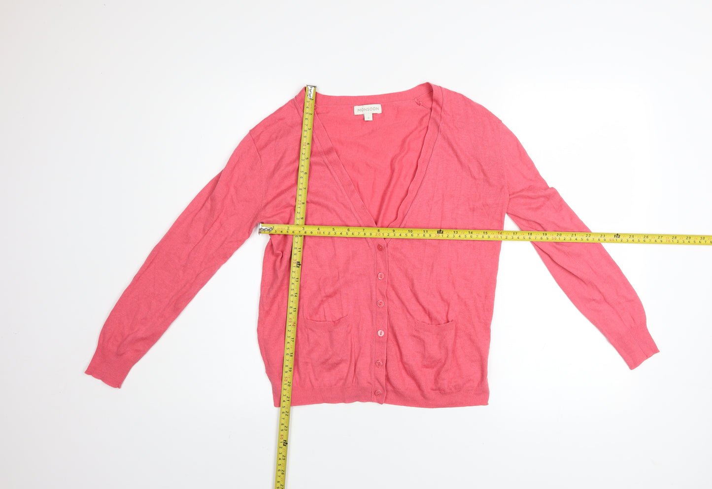 Monsoon Women's Pink V-Neck Button Cardigan Size S