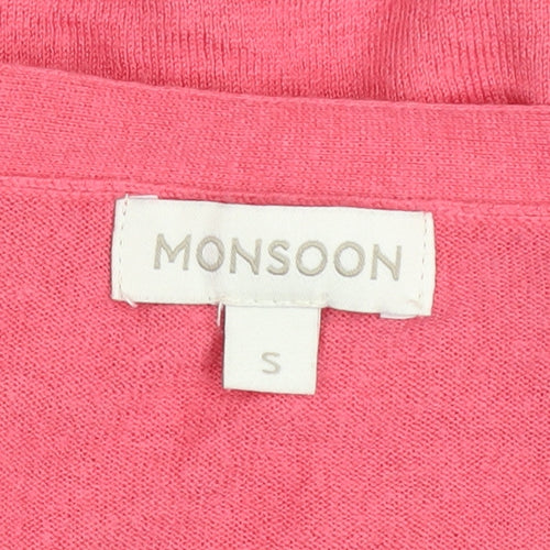 Monsoon Women's Pink V-Neck Button Cardigan Size S