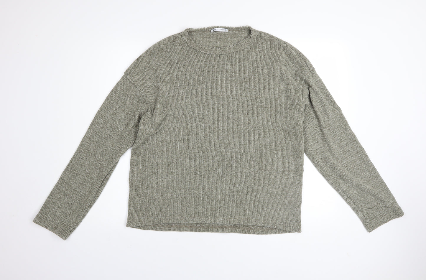 ZARA Women’s Grey Knit Pullover Jumper Size 10 Crew Neck