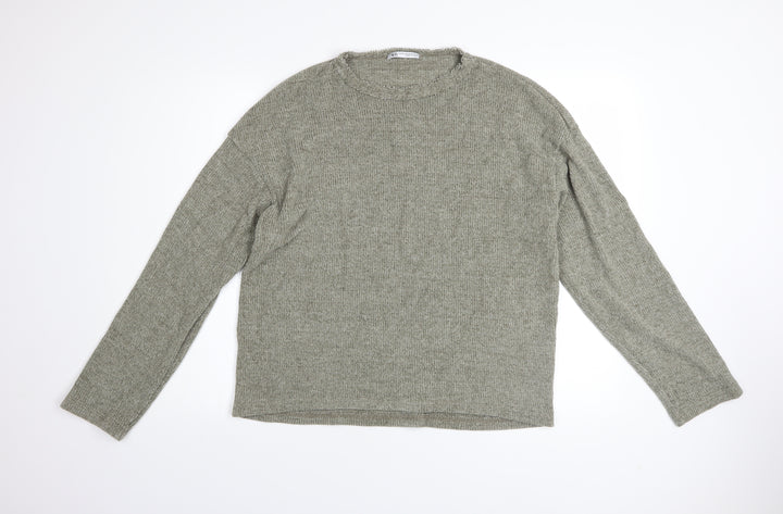 ZARA Women’s Grey Knit Pullover Jumper Size 10 Crew Neck