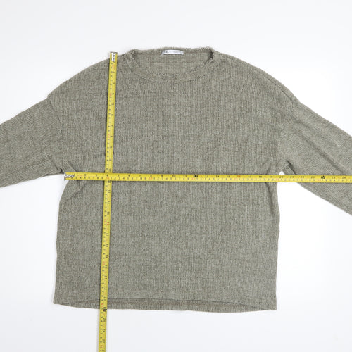 ZARA Women’s Grey Knit Pullover Jumper Size 10 Crew Neck