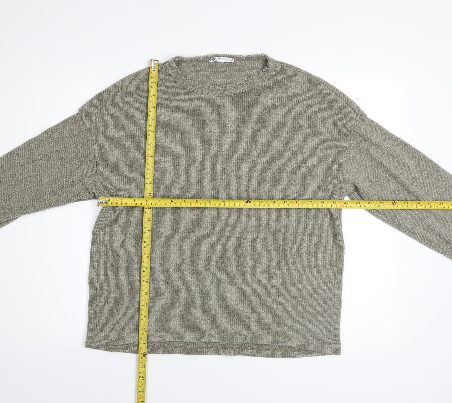 ZARA Women’s Grey Knit Pullover Jumper Size 10 Crew Neck