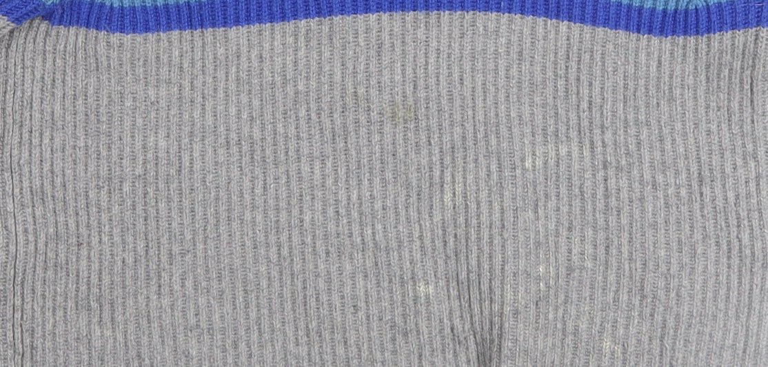 Johnnie B Girls Grey Rainbow Stripe Knit Jumper 9-10 Years Merino Blend