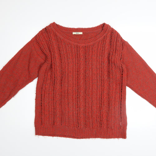 Oasis Women’s Red Cable-Knit Pullover Jumper Size L