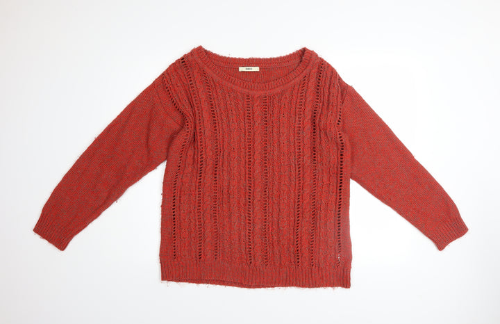 Oasis Women’s Red Cable-Knit Pullover Jumper Size L