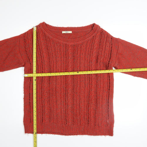 Oasis Women’s Red Cable-Knit Pullover Jumper Size L
