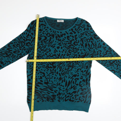 Soon Women’s Blue Leopard Print Crew Neck Jumper Size 12