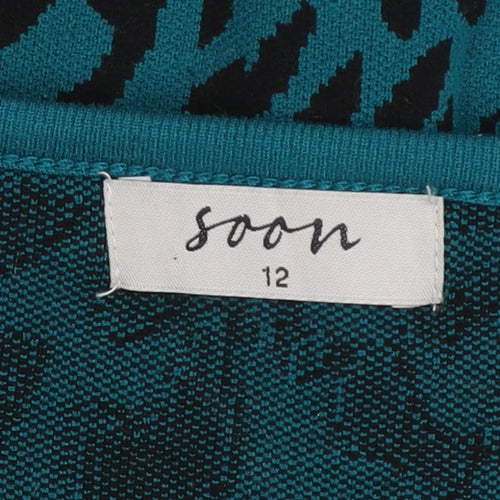Soon Women’s Blue Leopard Print Crew Neck Jumper Size 12