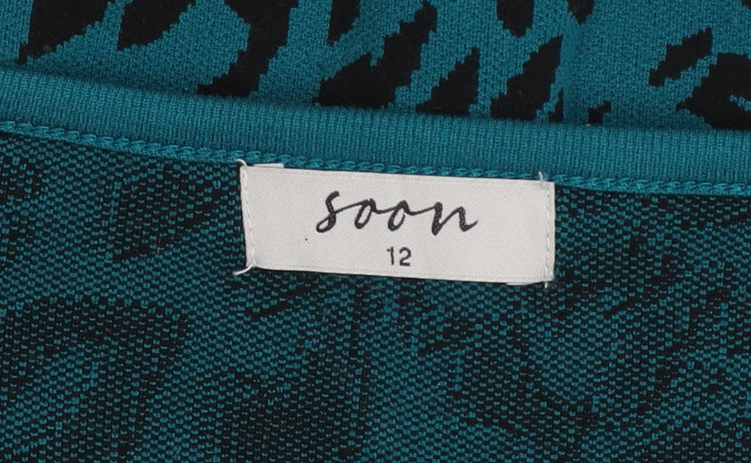 Soon Women’s Blue Leopard Print Crew Neck Jumper Size 12