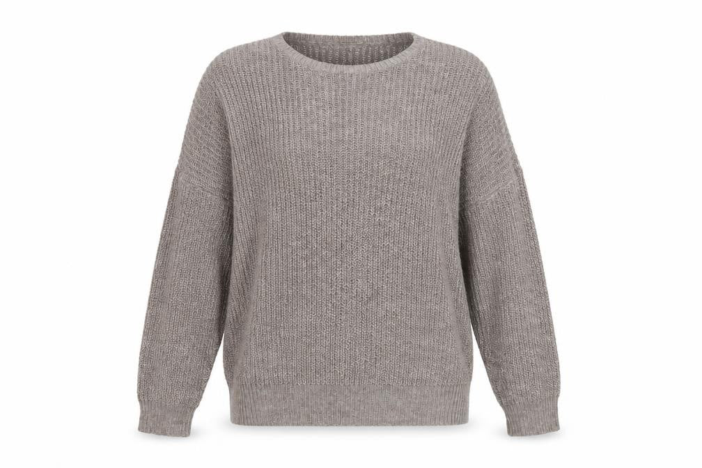Front view of Marks & Spencer women’s beige, size UK 14, knit jumper