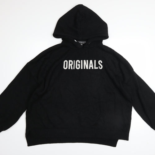 Missguided Womens Black Originals Hoodie UK 14/16 Pullover Knit Long Sleeve