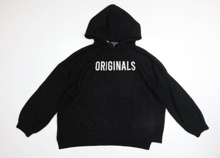 Missguided Womens Black Originals Hoodie UK 14/16 Pullover Knit Long Sleeve
