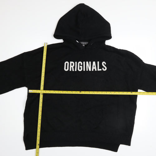 Missguided Womens Black Originals Hoodie UK 14/16 Pullover Knit Long Sleeve