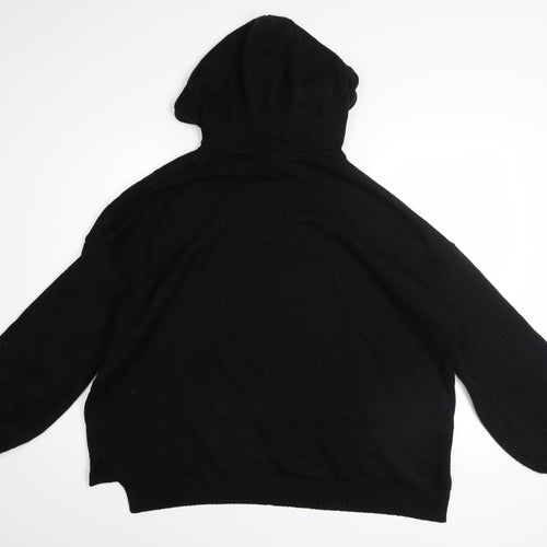 Missguided Womens Black Originals Hoodie UK 14/16 Pullover Knit Long Sleeve