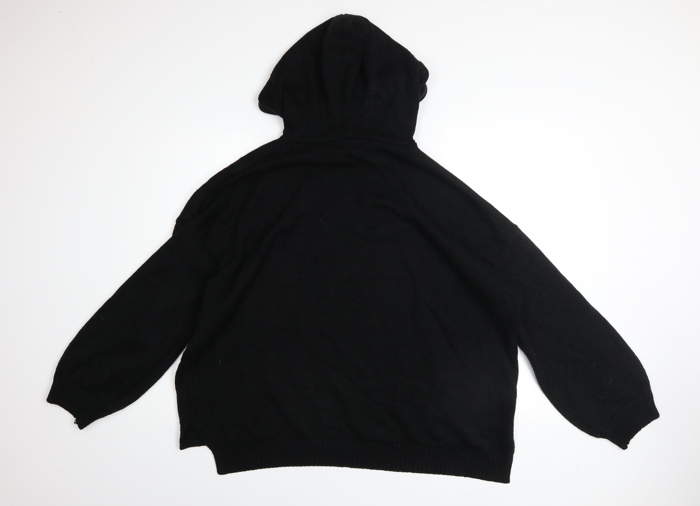 Missguided Womens Black Originals Hoodie UK 14/16 Pullover Knit Long Sleeve