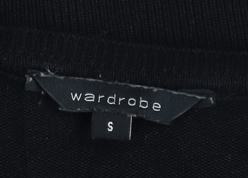 Wardrobe Women's Black Striped Viscose Crew Neck Jumper Size S