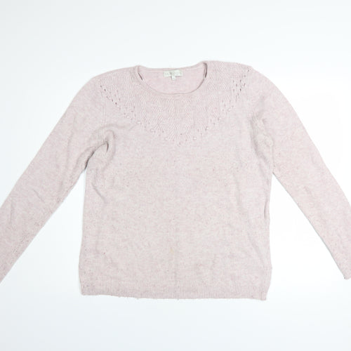 RJR John Rocha Women Pink Cotton Blend Crew Neck Jumper Size 14