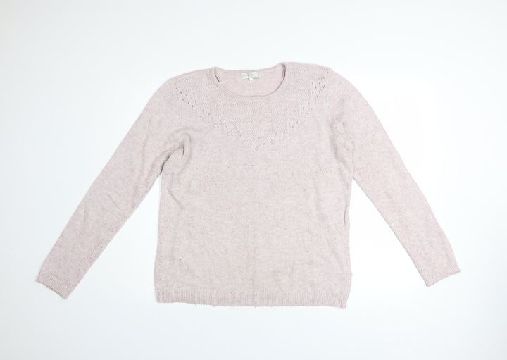 RJR John Rocha Women Pink Cotton Blend Crew Neck Jumper Size 14