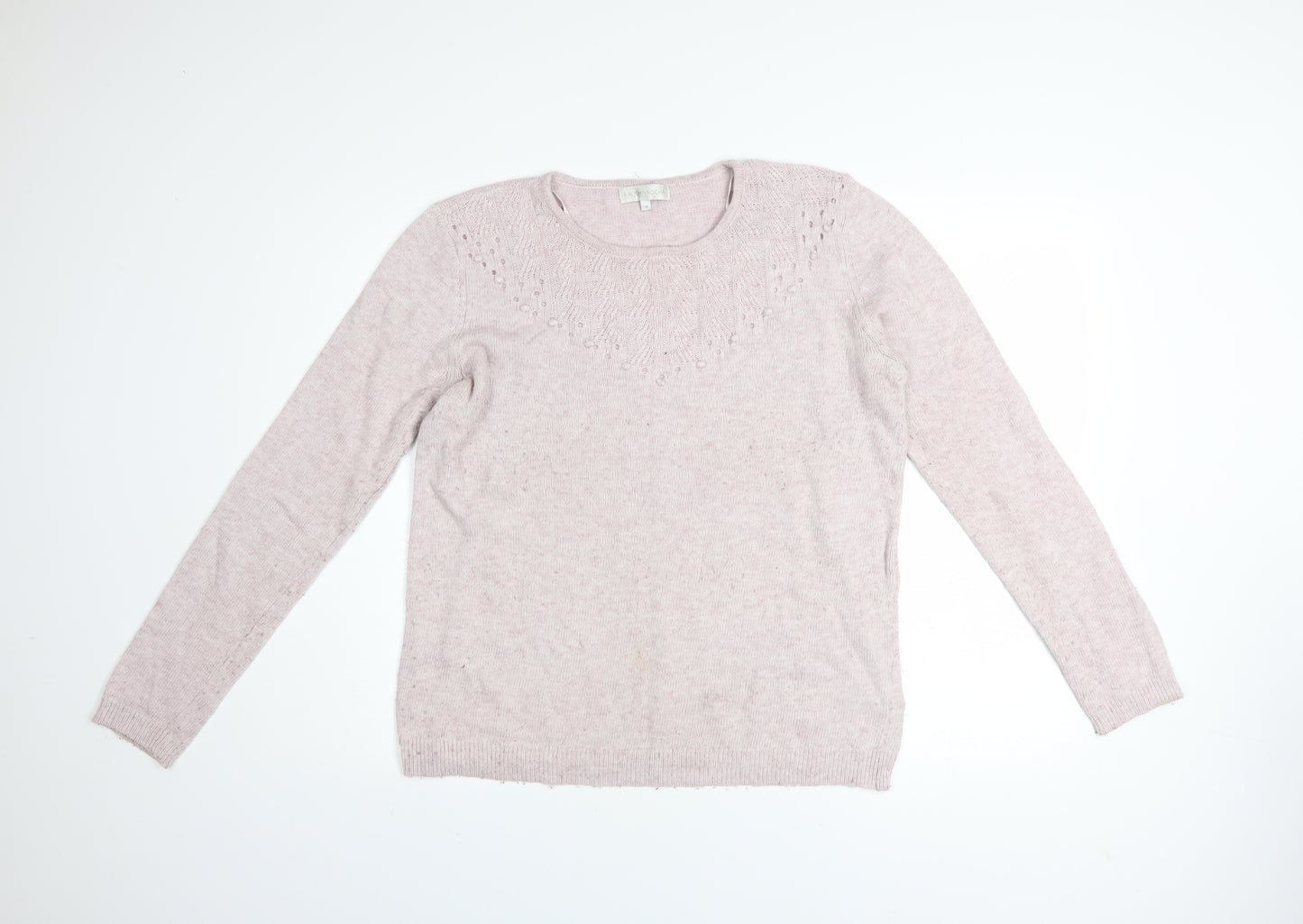 RJR John Rocha Women Pink Cotton Blend Crew Neck Jumper Size 14