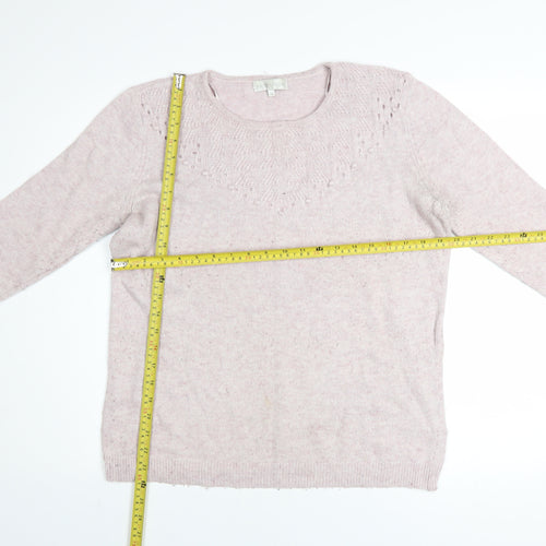 RJR John Rocha Women Pink Cotton Blend Crew Neck Jumper Size 14