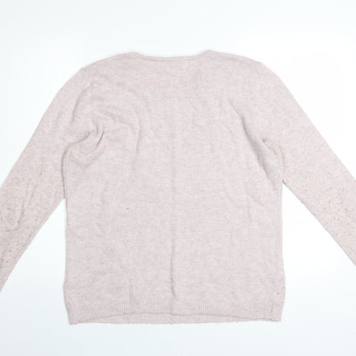 RJR John Rocha Women Pink Cotton Blend Crew Neck Jumper Size 14