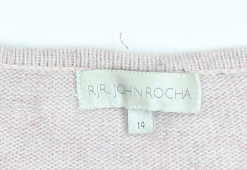 RJR John Rocha Women Pink Cotton Blend Crew Neck Jumper Size 14