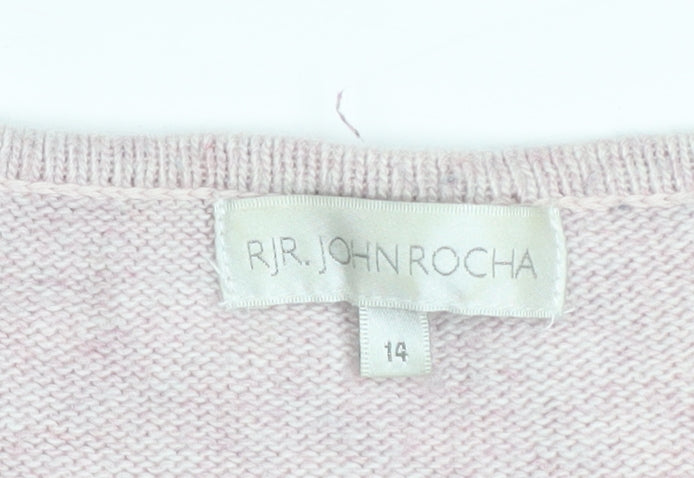 RJR John Rocha Women Pink Cotton Blend Crew Neck Jumper Size 14