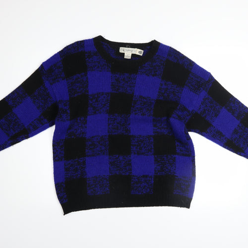 Vintage Gap Clothing Co. Men's Blue Black Wool Jumper Size S