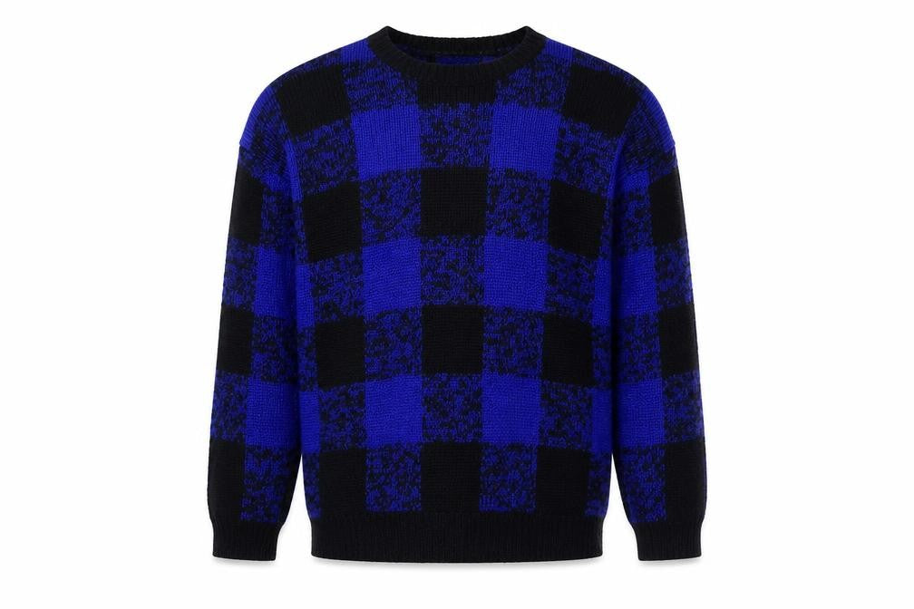 Vintage Gap Clothing Co. Men's Blue Black Wool Jumper Size S