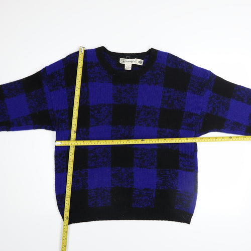 Vintage Gap Clothing Co. Men's Blue Black Wool Jumper Size S