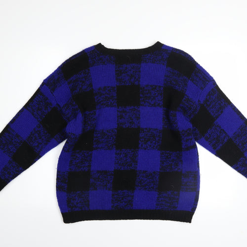 Vintage Gap Clothing Co. Men's Blue Black Wool Jumper Size S