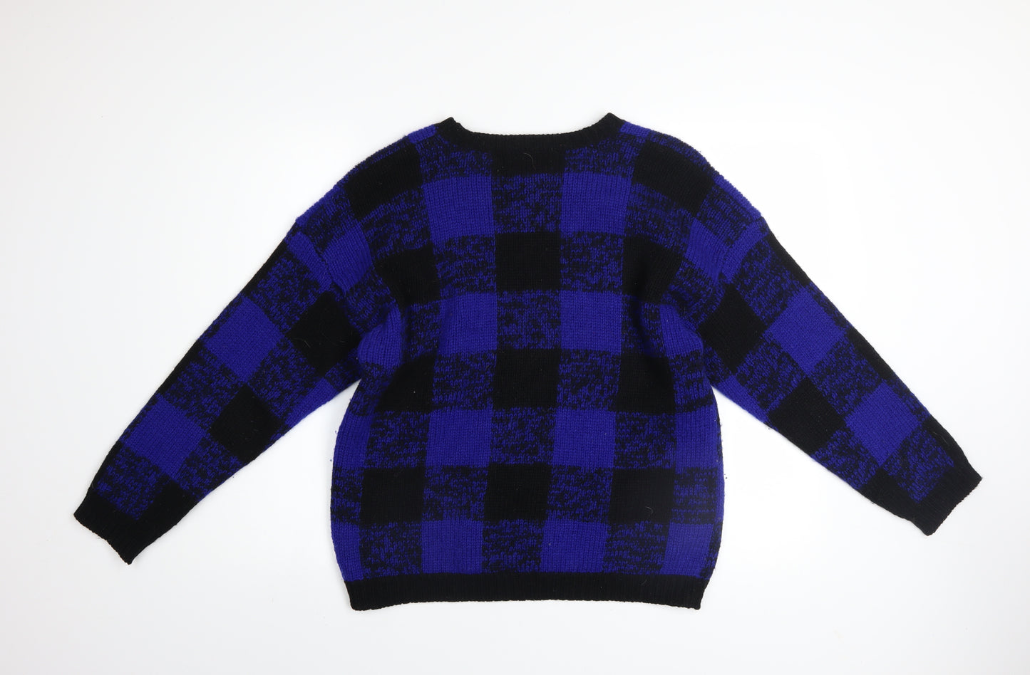 Vintage Gap Clothing Co. Men's Blue Black Wool Jumper Size S