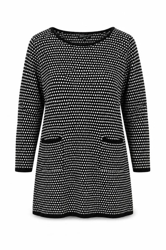 Front view of Jeffrey and Paula Women’s Black Knit Shift Dress, size UK 20/22 Plus