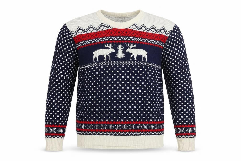 Knitwear Gallery Men Blue Christmas Fair Isle Jumper Size L