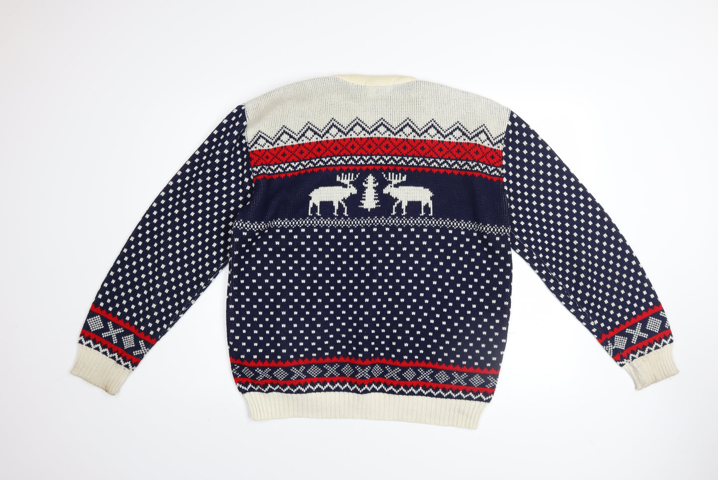 Knitwear Gallery Men Blue Christmas Fair Isle Jumper Size L
