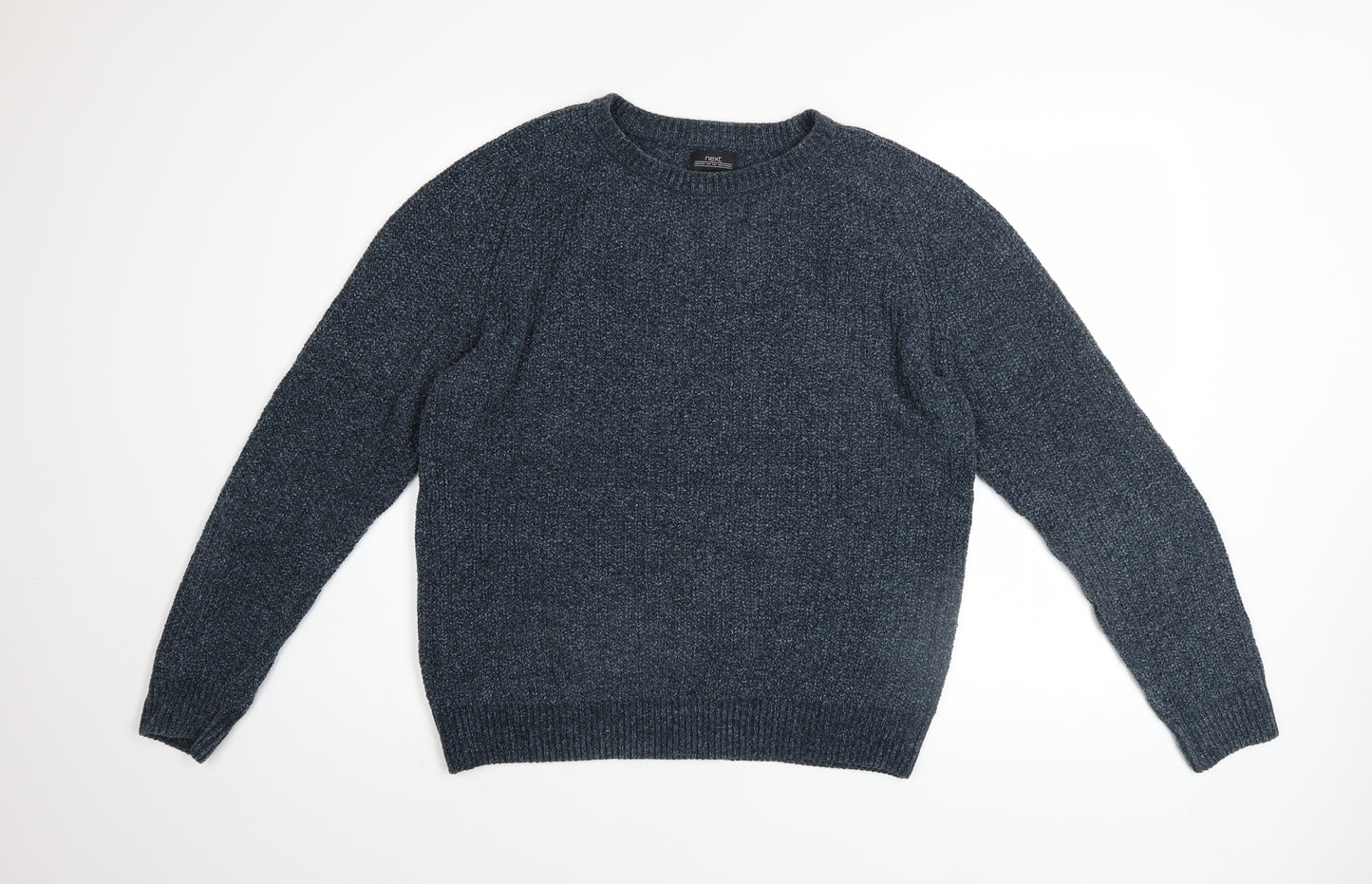 Next Men's Blue Acrylic Cotton Crew Neck Chunky Knit Jumper M