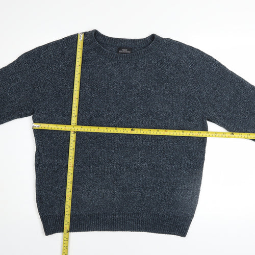Next Men's Blue Acrylic Cotton Crew Neck Chunky Knit Jumper M
