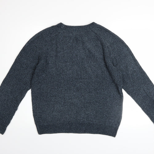 Next Men's Blue Acrylic Cotton Crew Neck Chunky Knit Jumper M