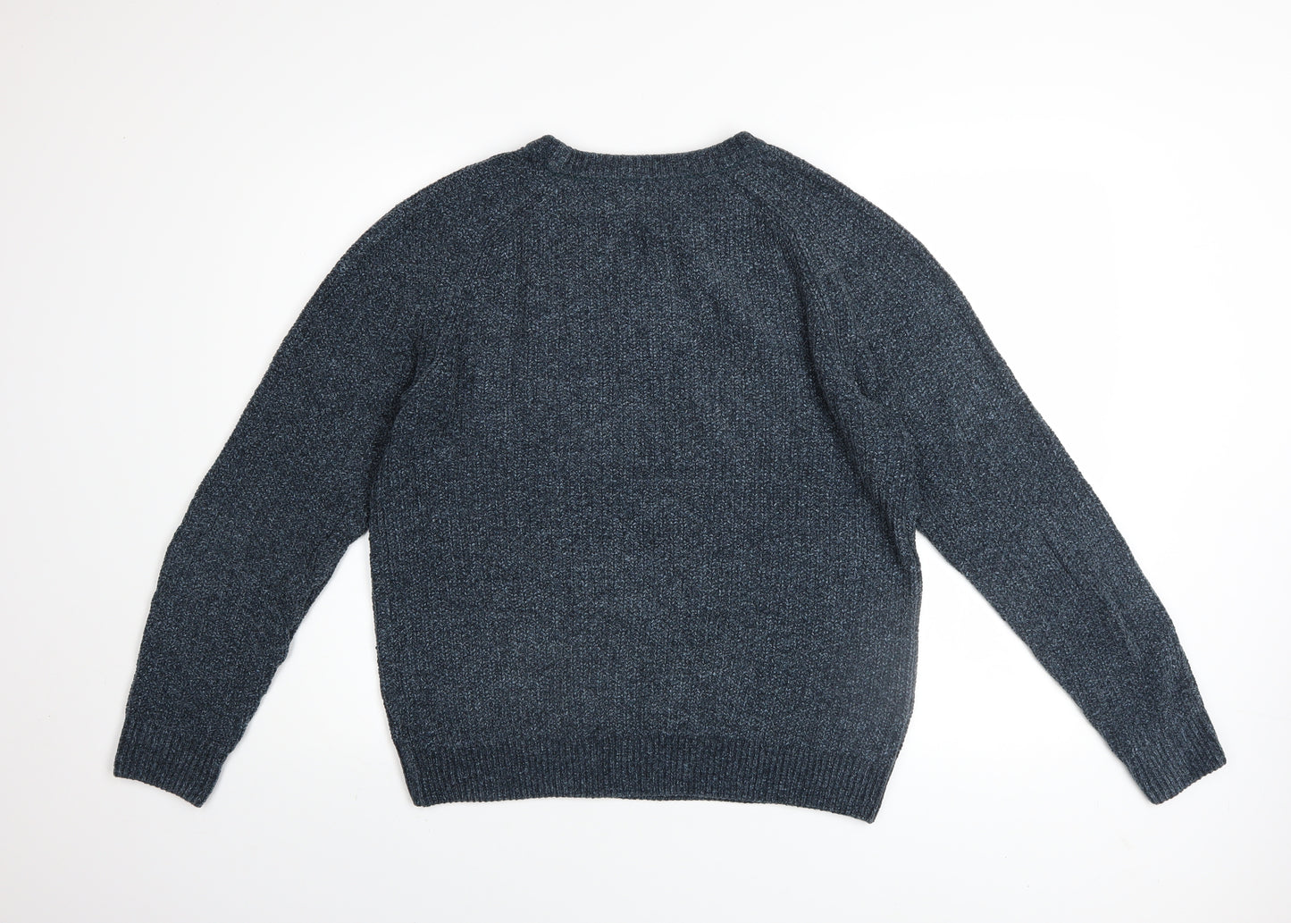 Next Men's Blue Acrylic Cotton Crew Neck Chunky Knit Jumper M