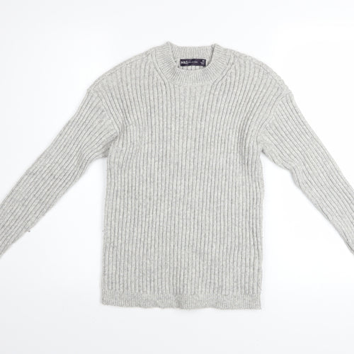 Marks and Spencer Women’s Grey Ribbed Knit Pullover Jumper XS