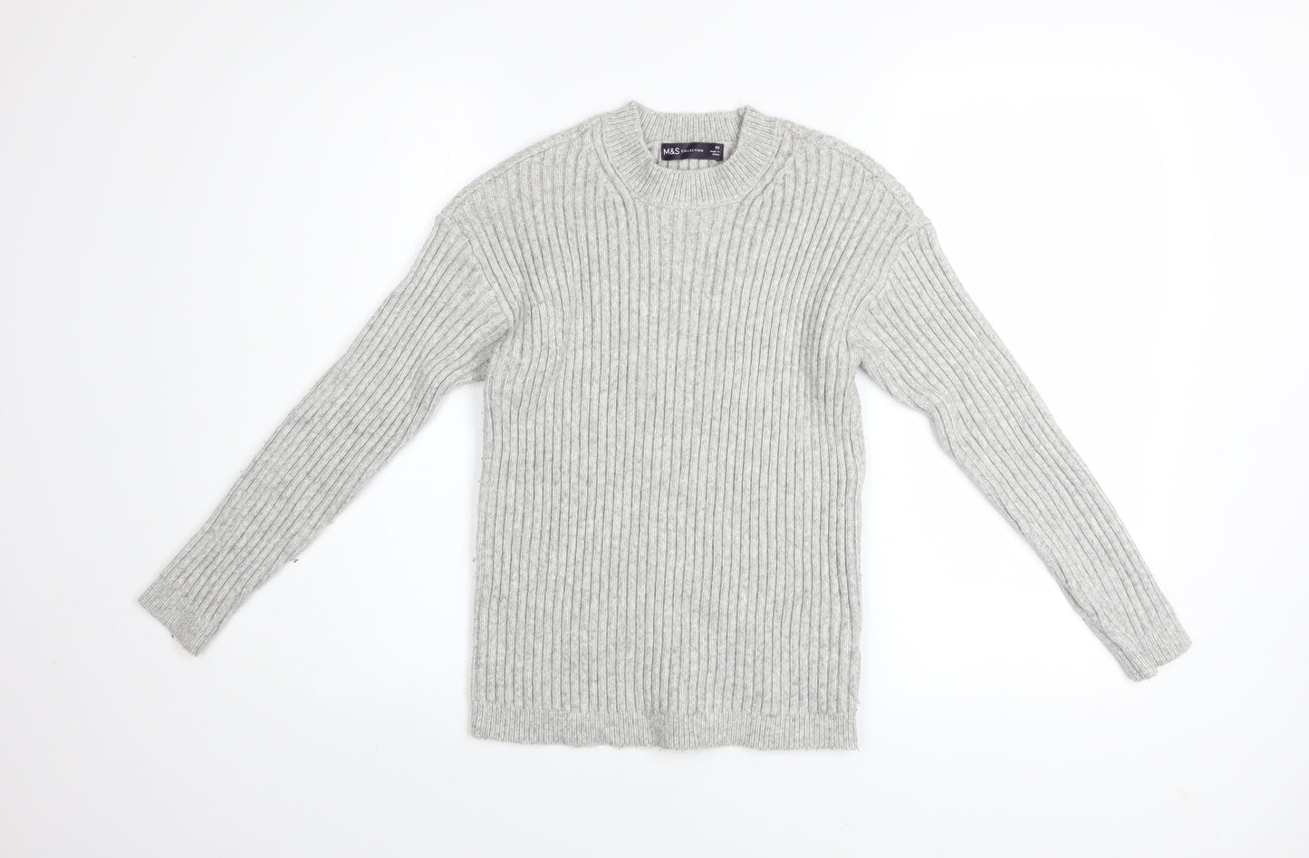 Marks and Spencer Women’s Grey Ribbed Knit Pullover Jumper XS