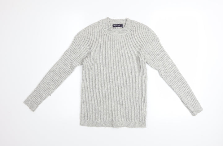 Marks and Spencer Women’s Grey Ribbed Knit Pullover Jumper XS